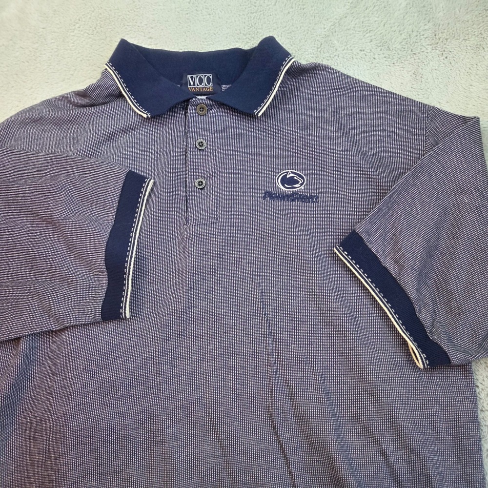Vantage Penn State Polo Shirt‎ Mens XL Blue White Cotton Vintage Made in USA